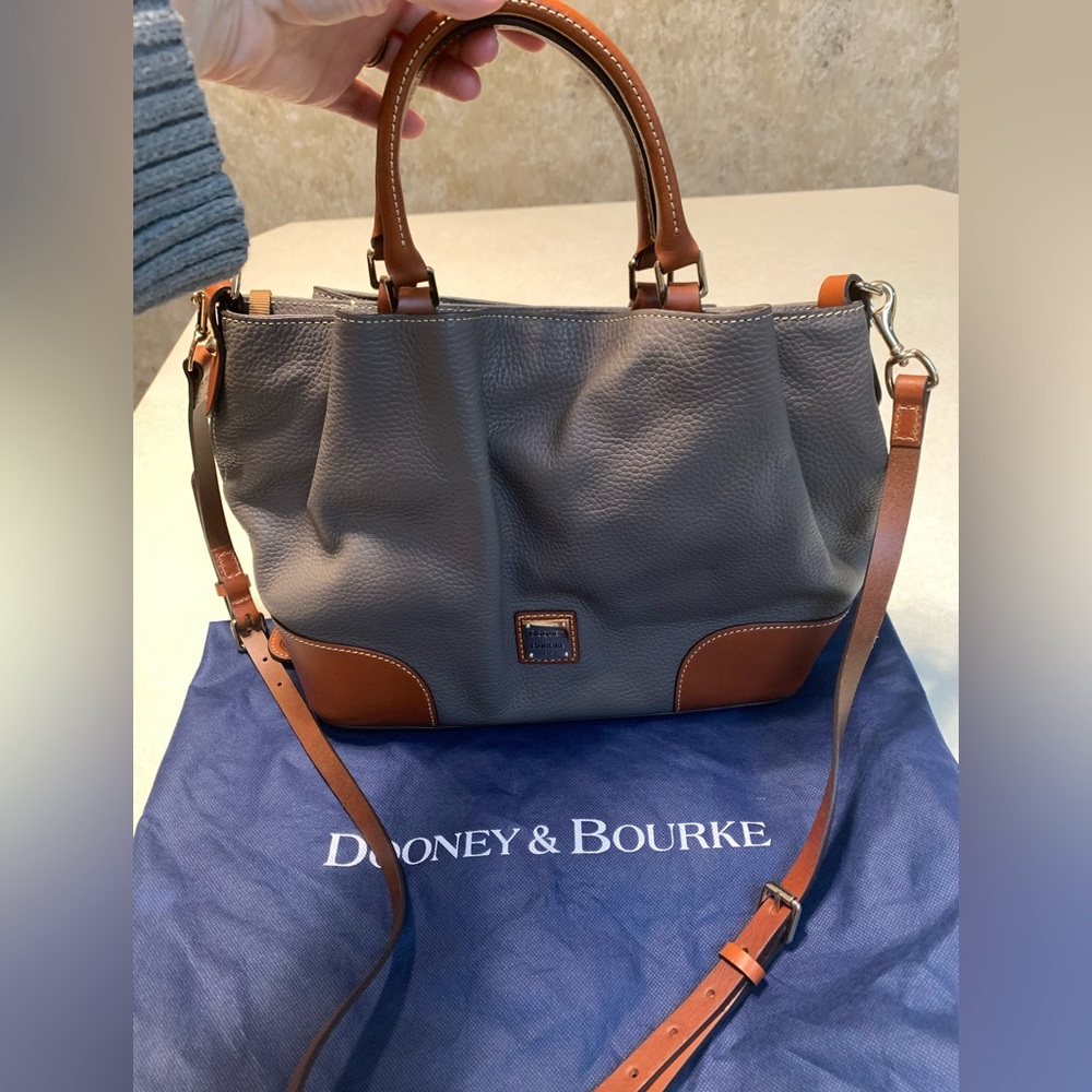 Dooney & Bourke Gray and Brown Leather Satchel